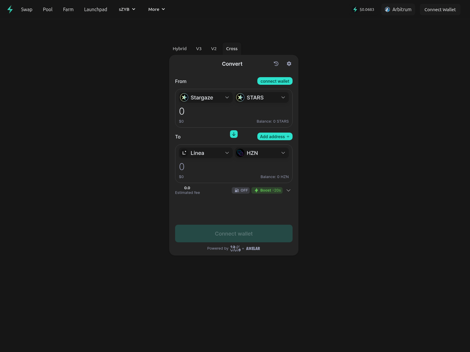 Screenshot of zyberswap.pages.dev