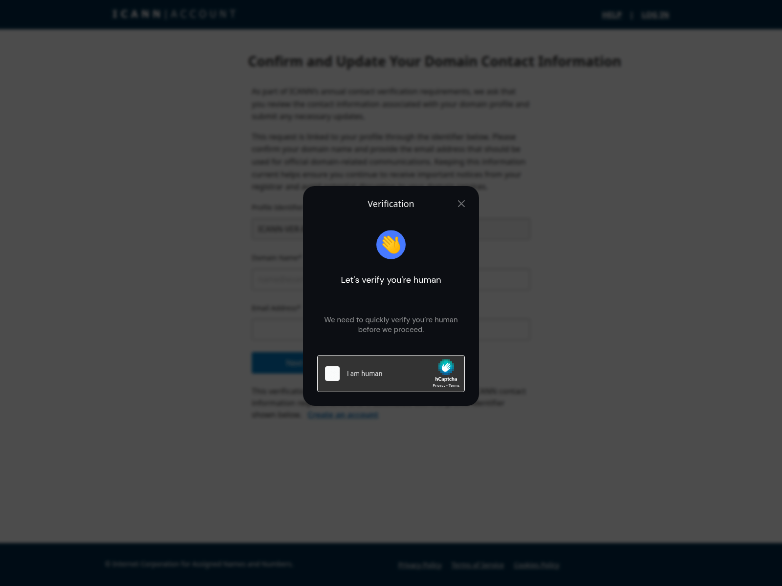 Screenshot of contact.global-icann.com