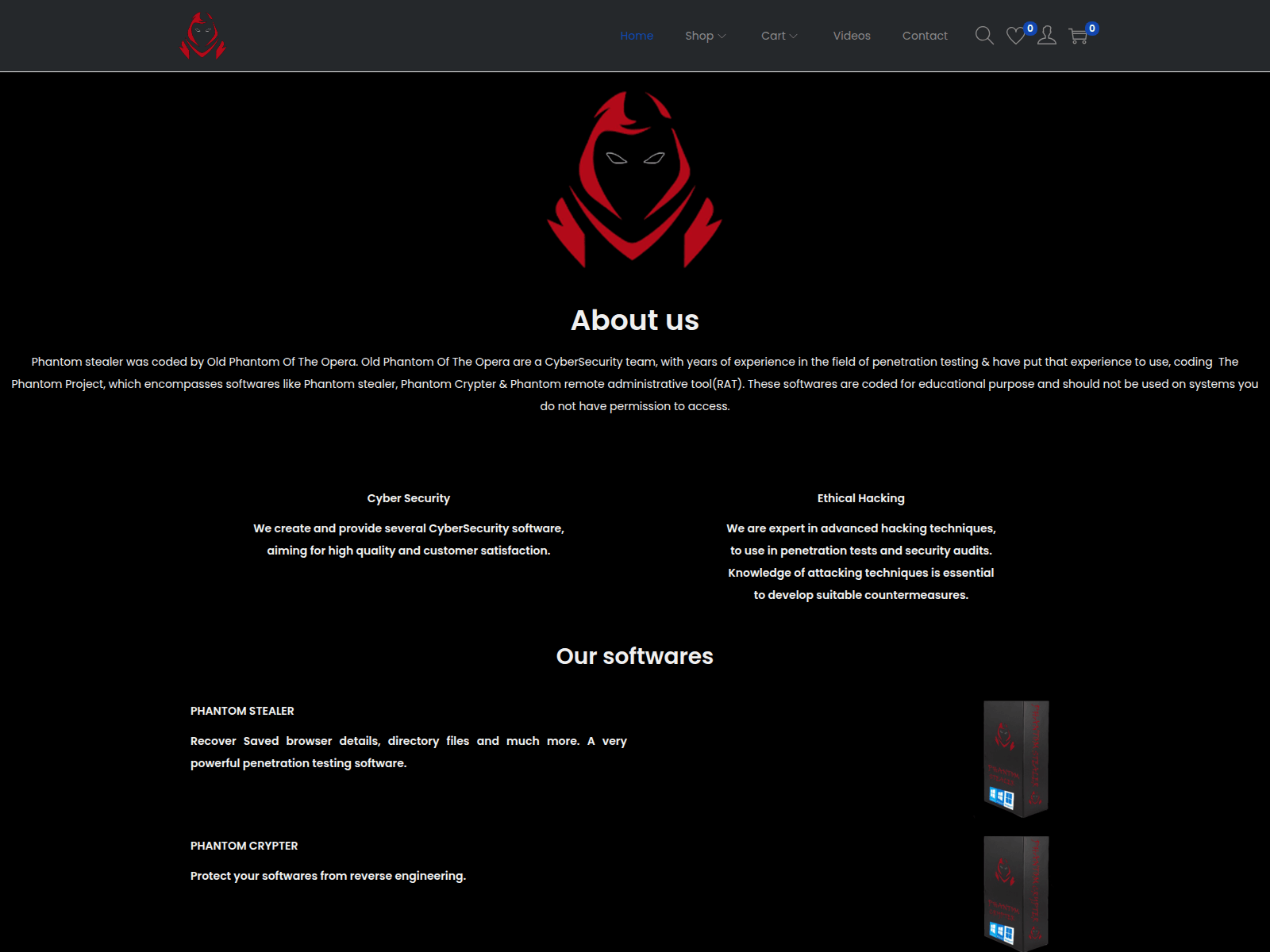 Screenshot of phantomsoftwares.site