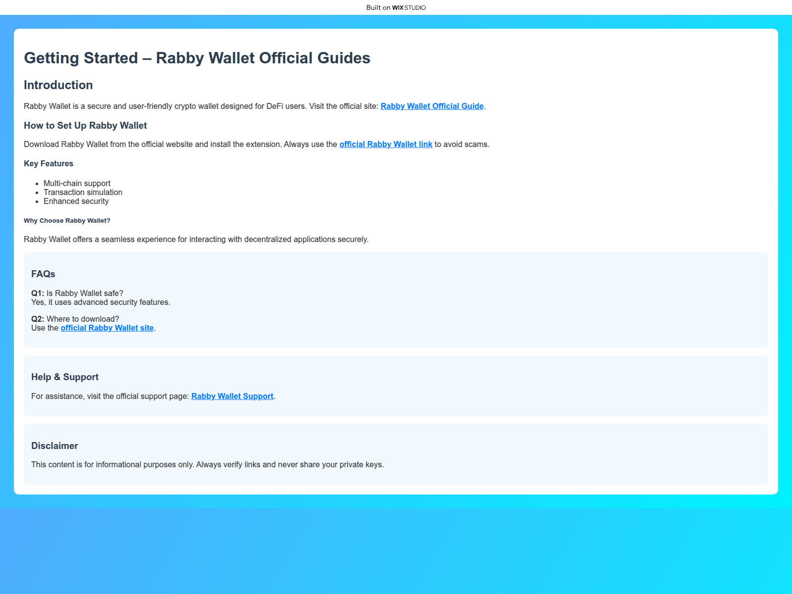 Screenshot of supportrabby.wixstudio.com