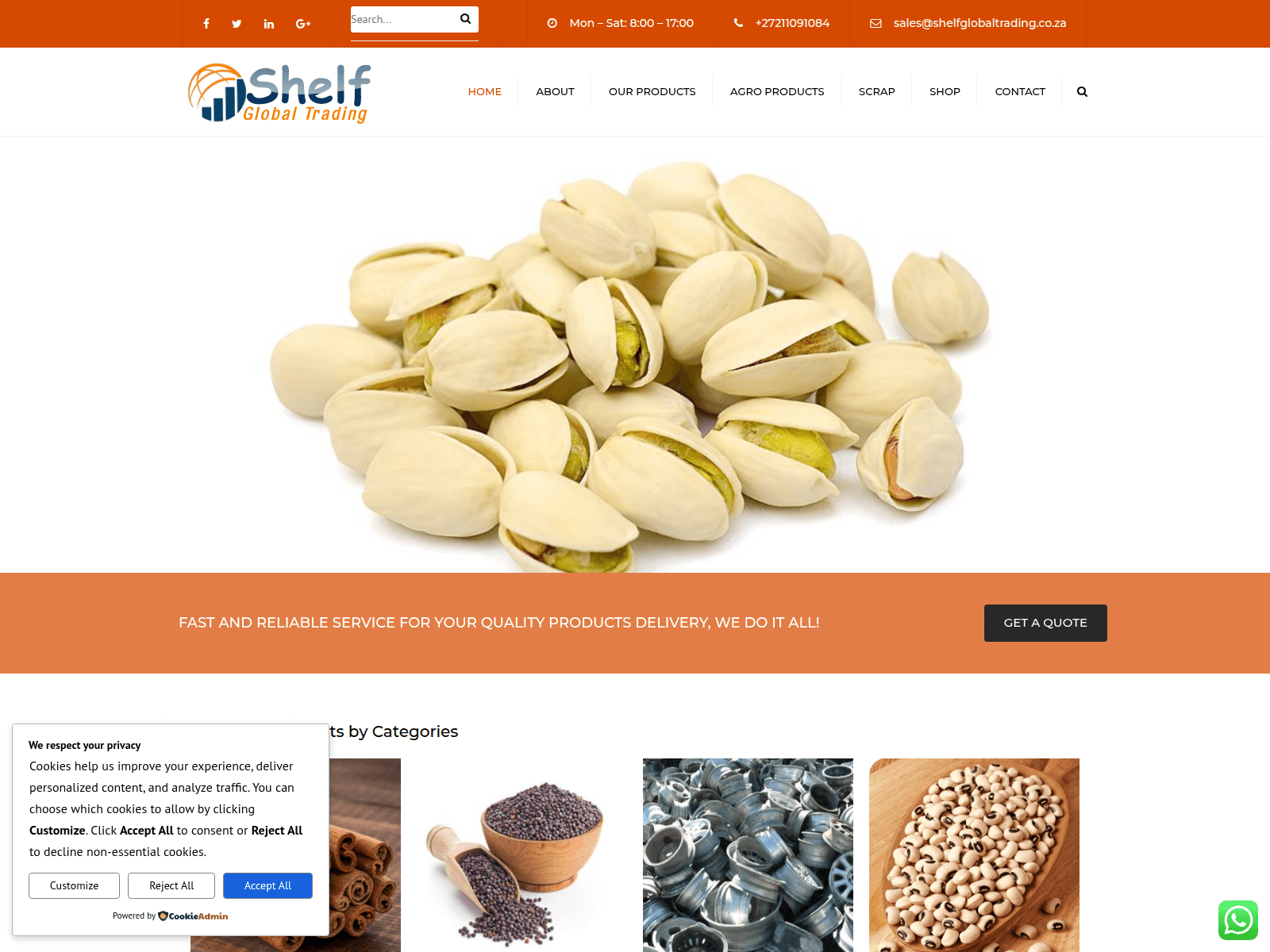 Screenshot of shelfglobaltrading.co.za