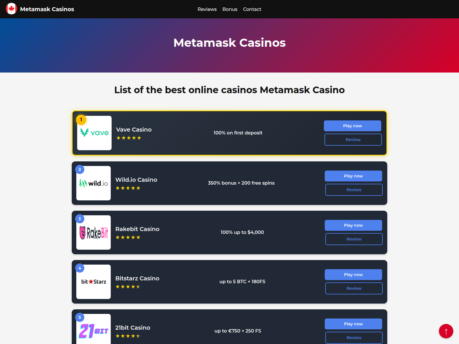 Знімок екрана of metamaskcasino.ca