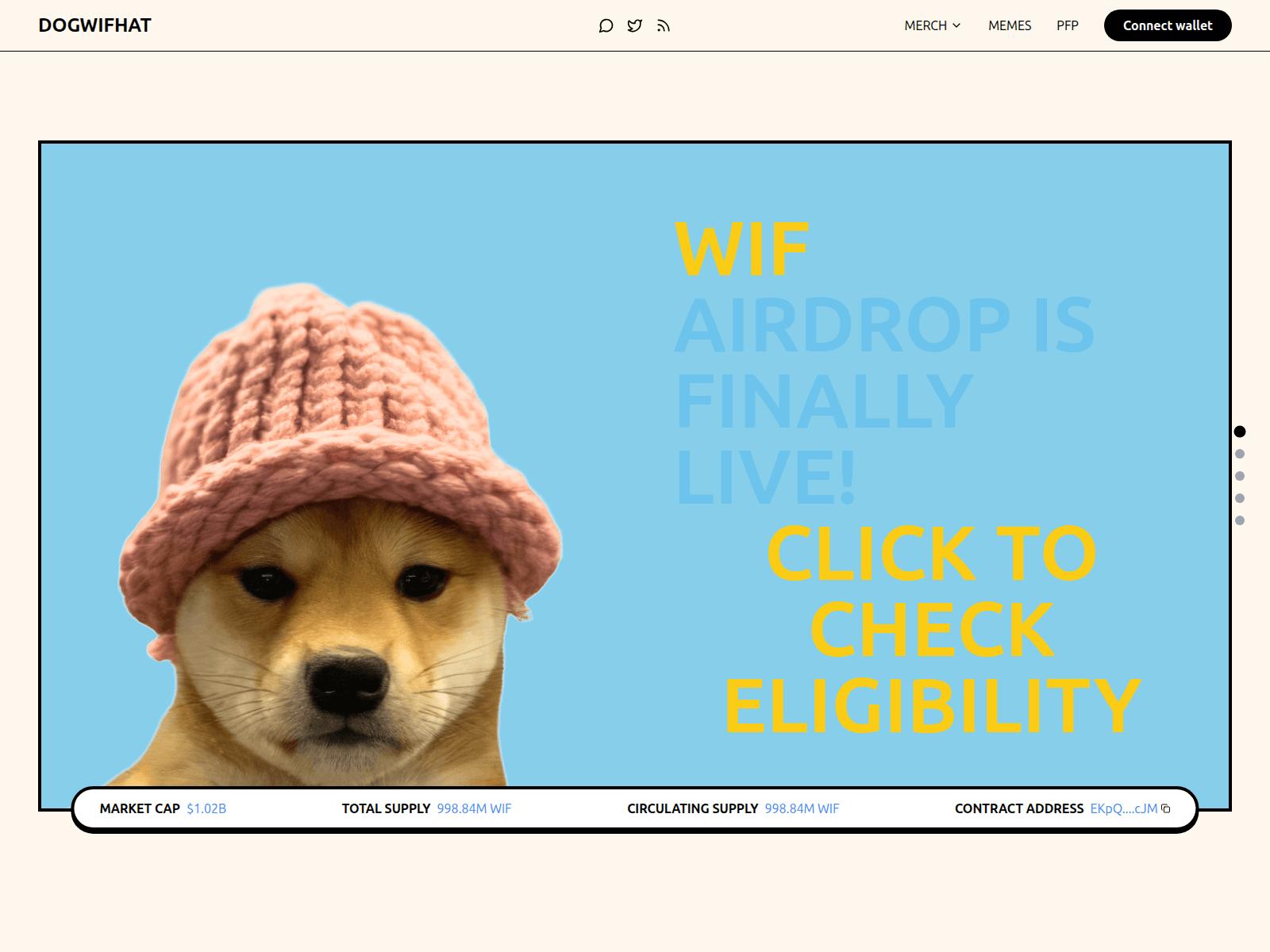 Screenshot of wif-on-sol.com