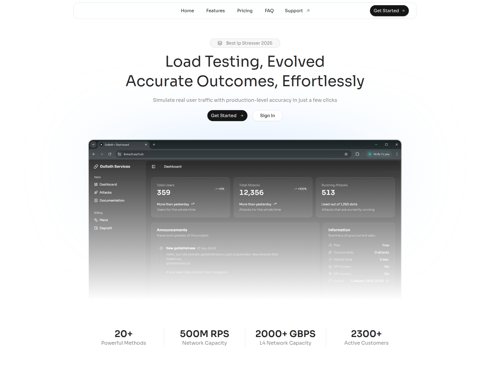 Screenshot of goliathstress.net