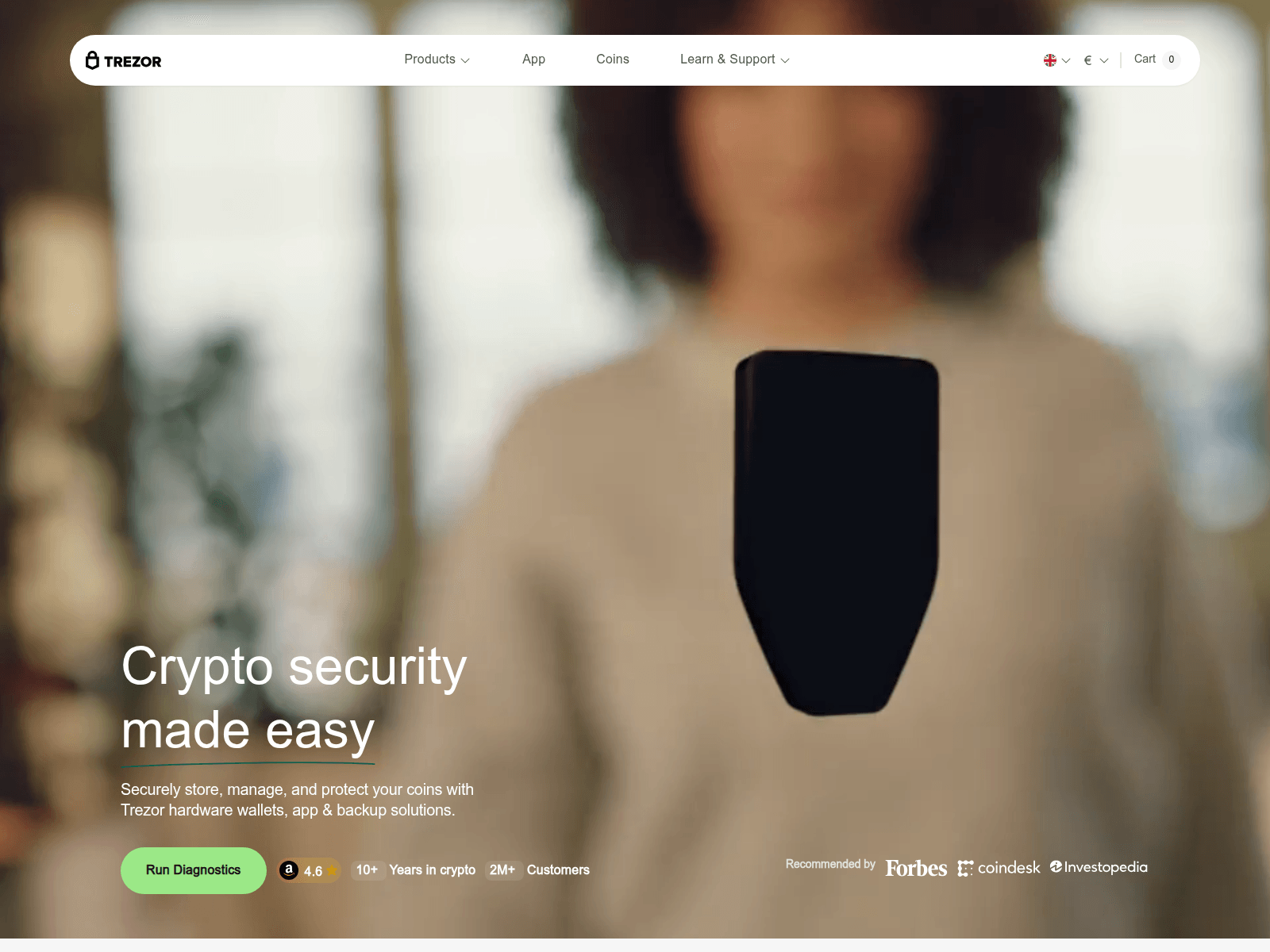 Screenshot of verifytrezor.io