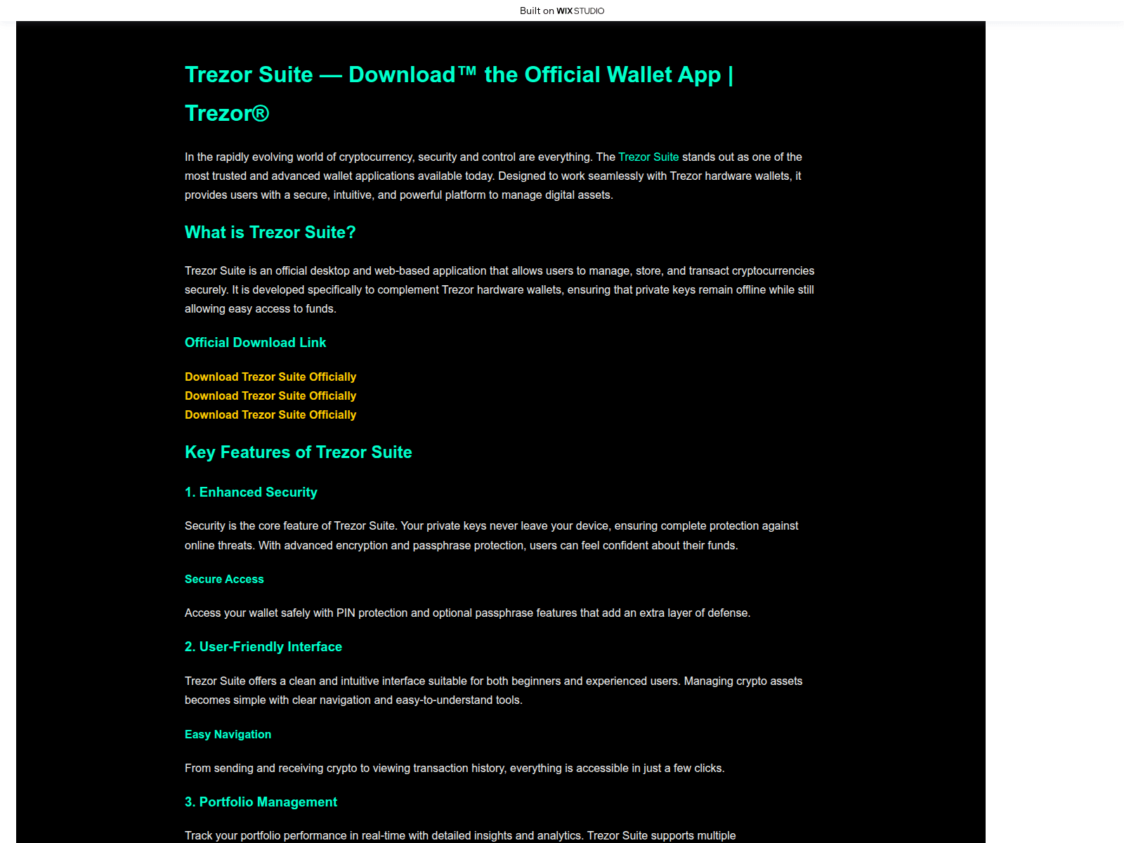 Screenshot of suiteappss-trezer.wixstudio.com