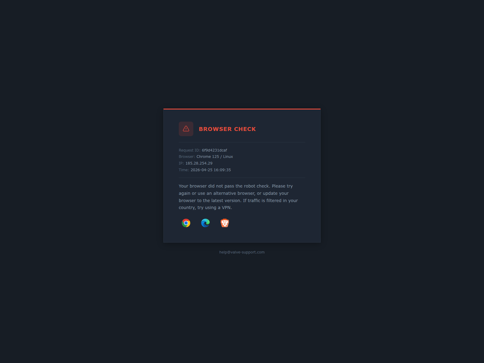 Screenshot of valve-support.com