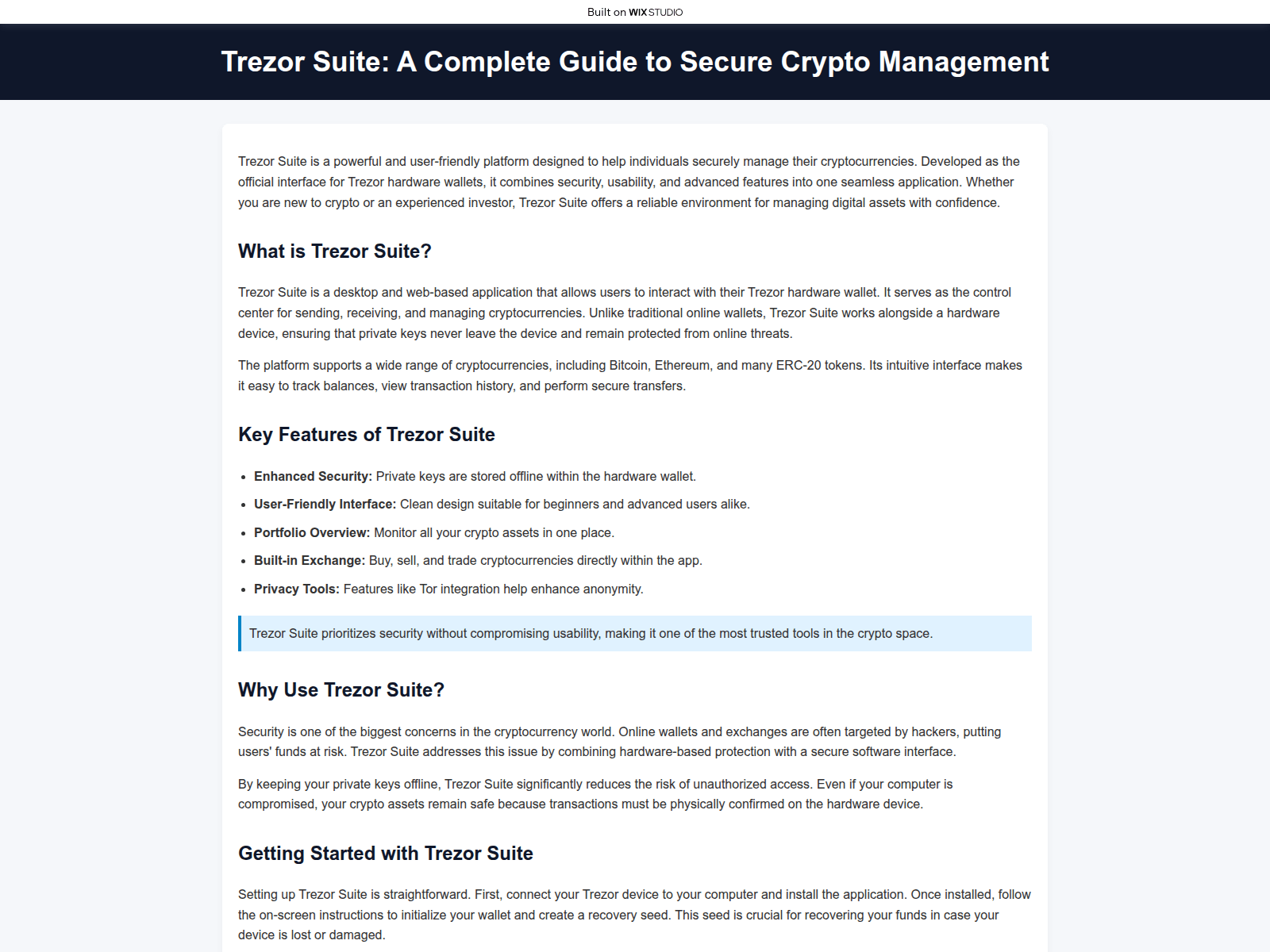 Screenshot of safetrezor.wixstudio.com