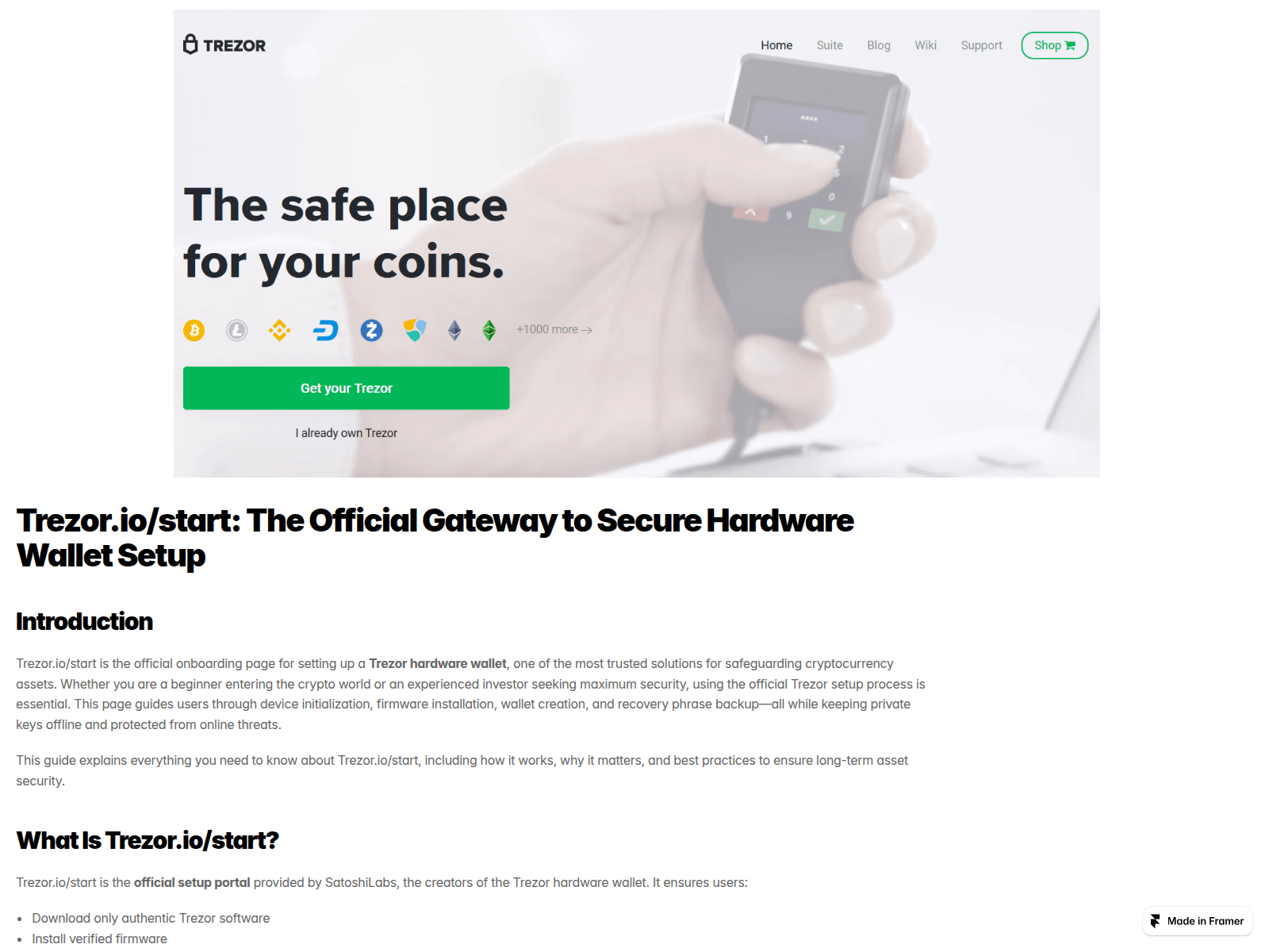 Screenshot of advise-trezoior-en.framer.media
