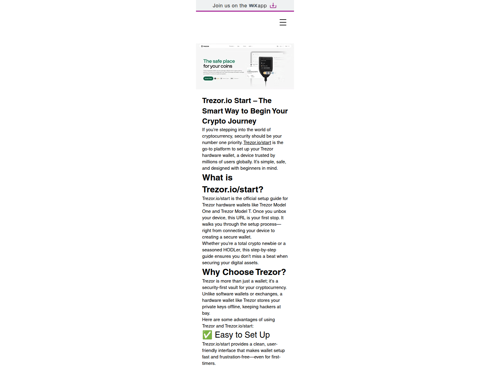 Screenshot of treziosstart.wixsite.com