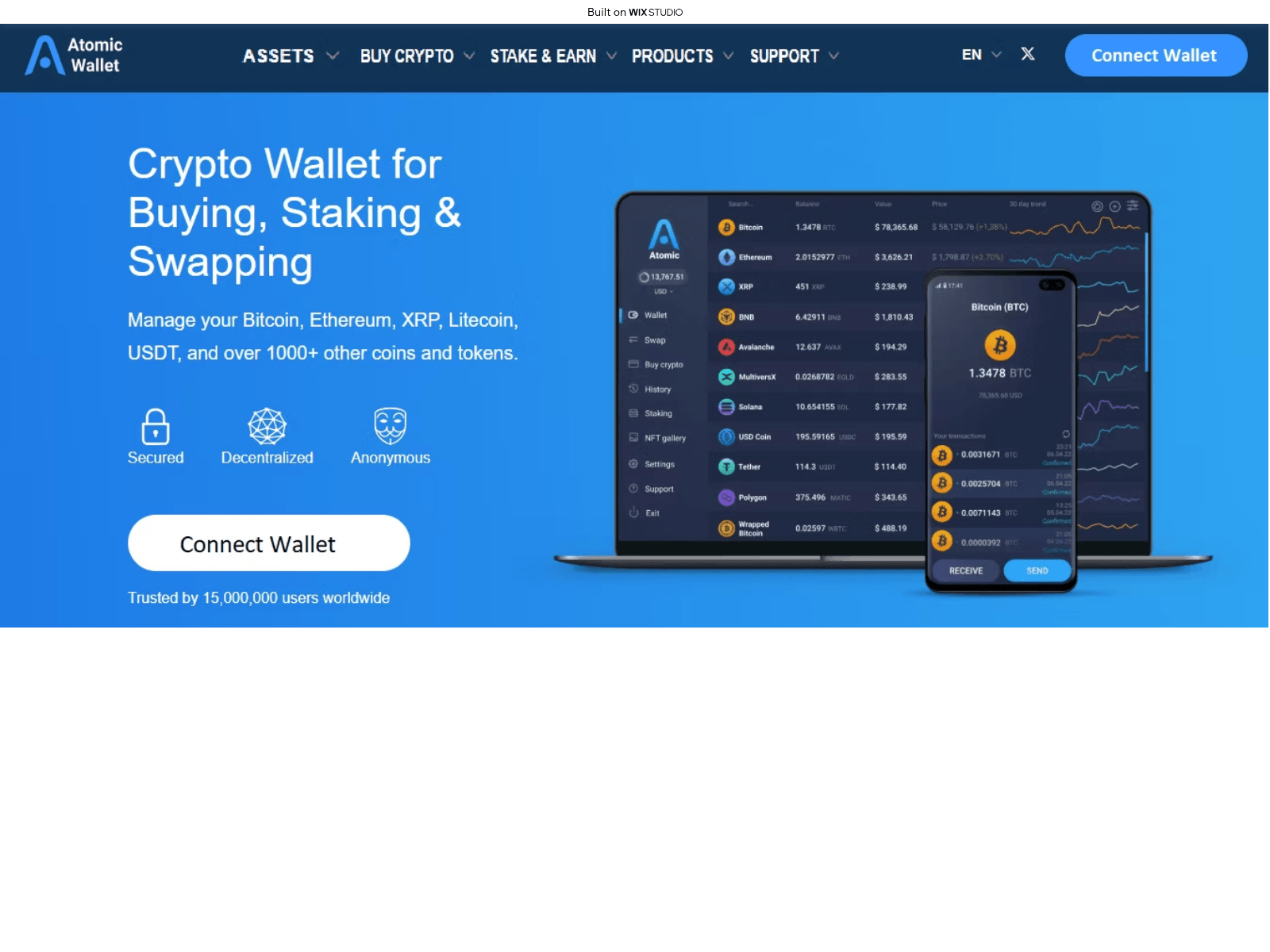Screenshot of atomicwallletio.wixstudio.com