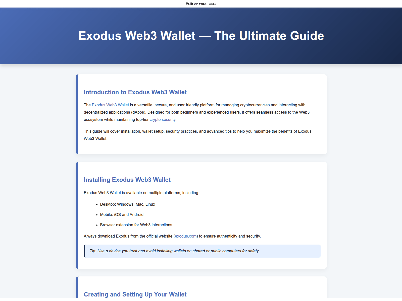 Screenshot of begin-exodsweb.wixstudio.com