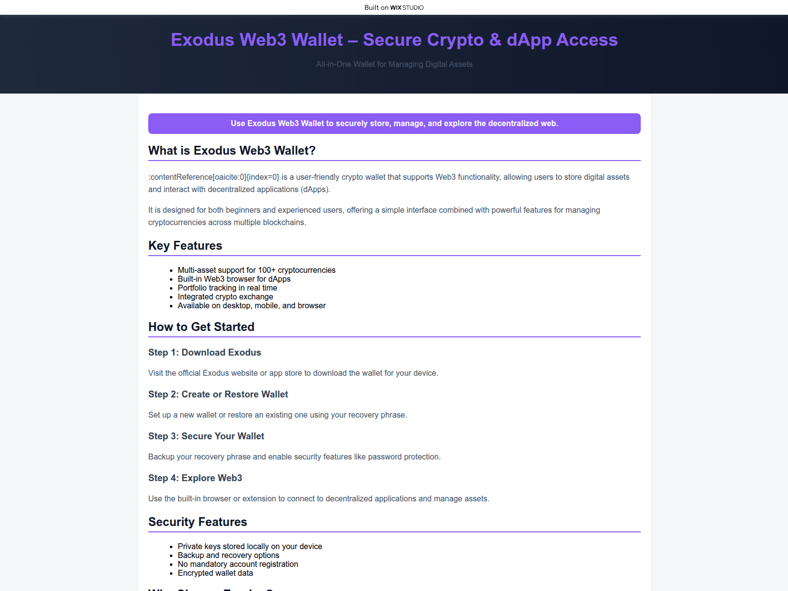 Screenshot of exduos-connect.wixstudio.com