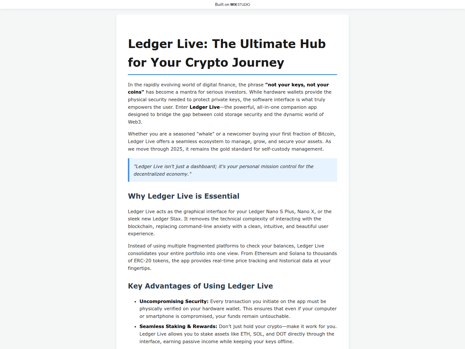 Screenshot of connect-ledgrlivd.wixstudio.com