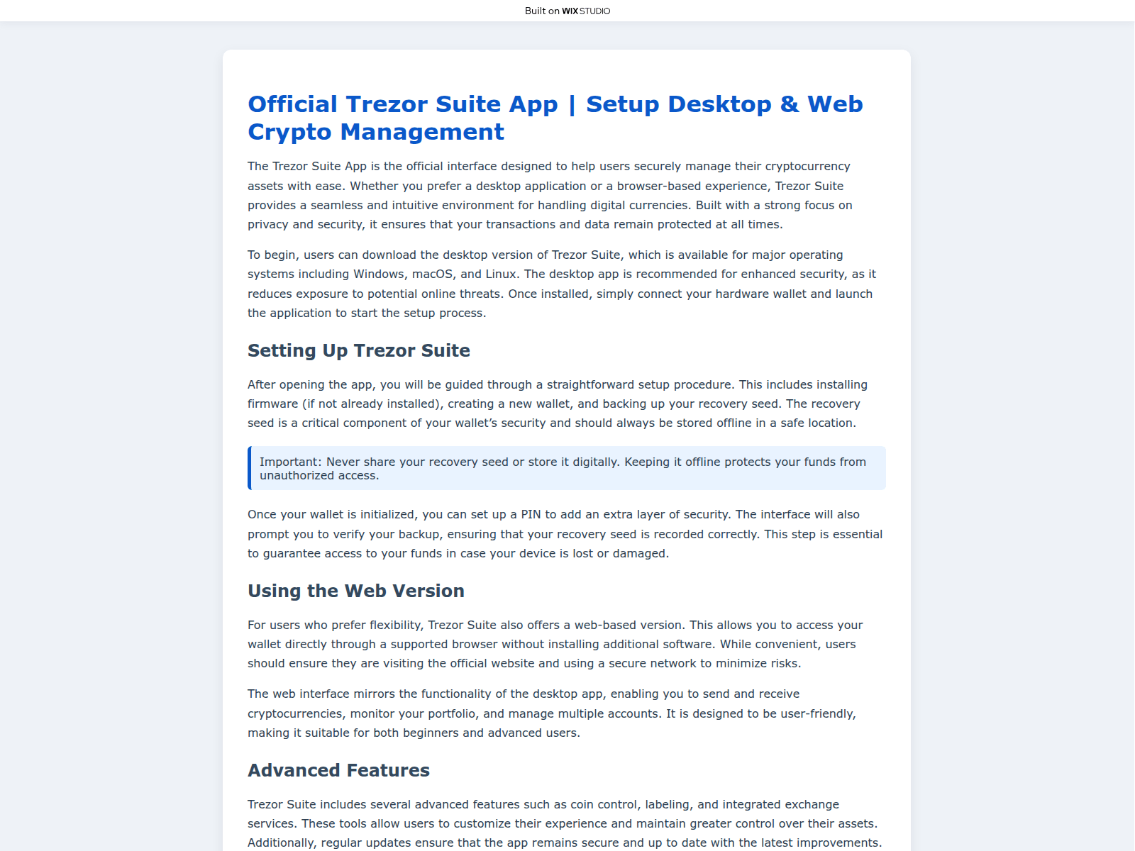Screenshot of suitetrxor.wixstudio.com