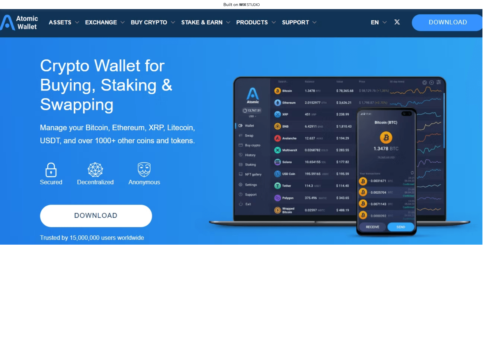 Screenshot of attomyicwallet.wixstudio.com