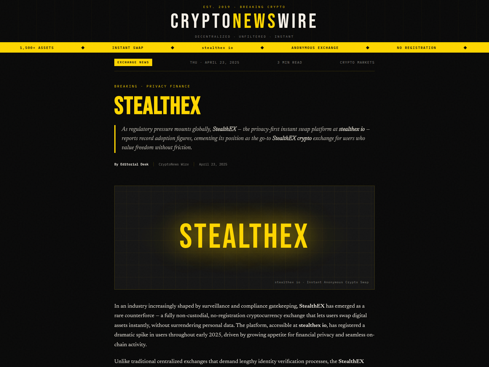 Screenshot of stealth-ex.com