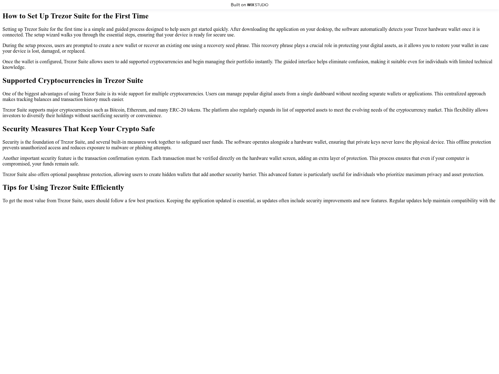 Screenshot of trezrsuite-trezr.wixstudio.com