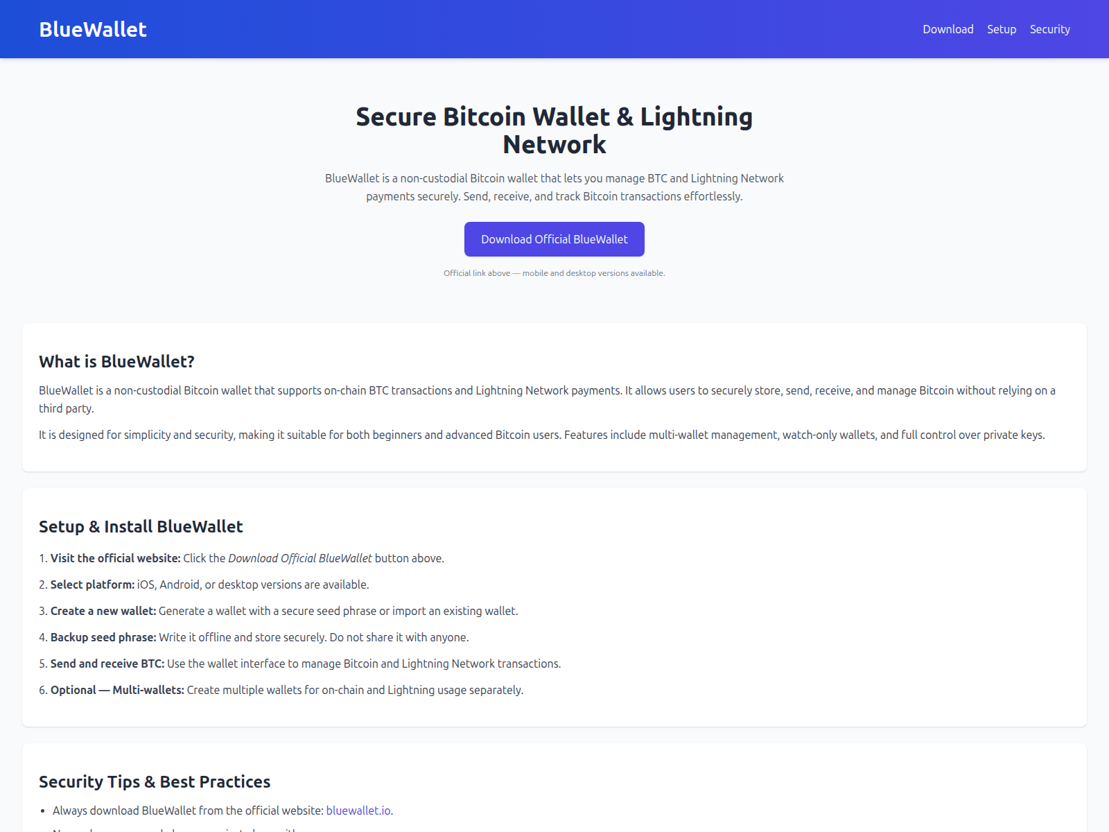 Screenshot of bluewalletbitcoinwallet.pages.dev