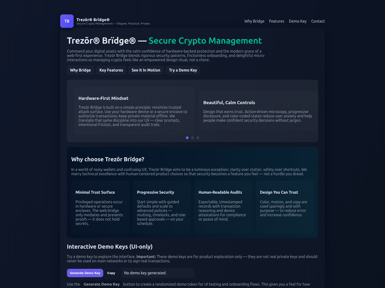 Screenshot of trezor-in--bridge.pages.dev