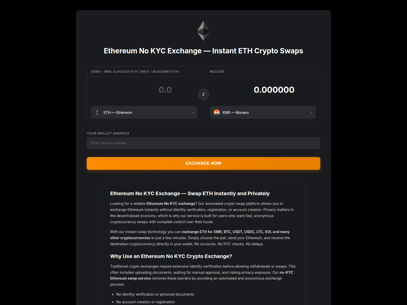 Screenshot of ethnokyc.exchange