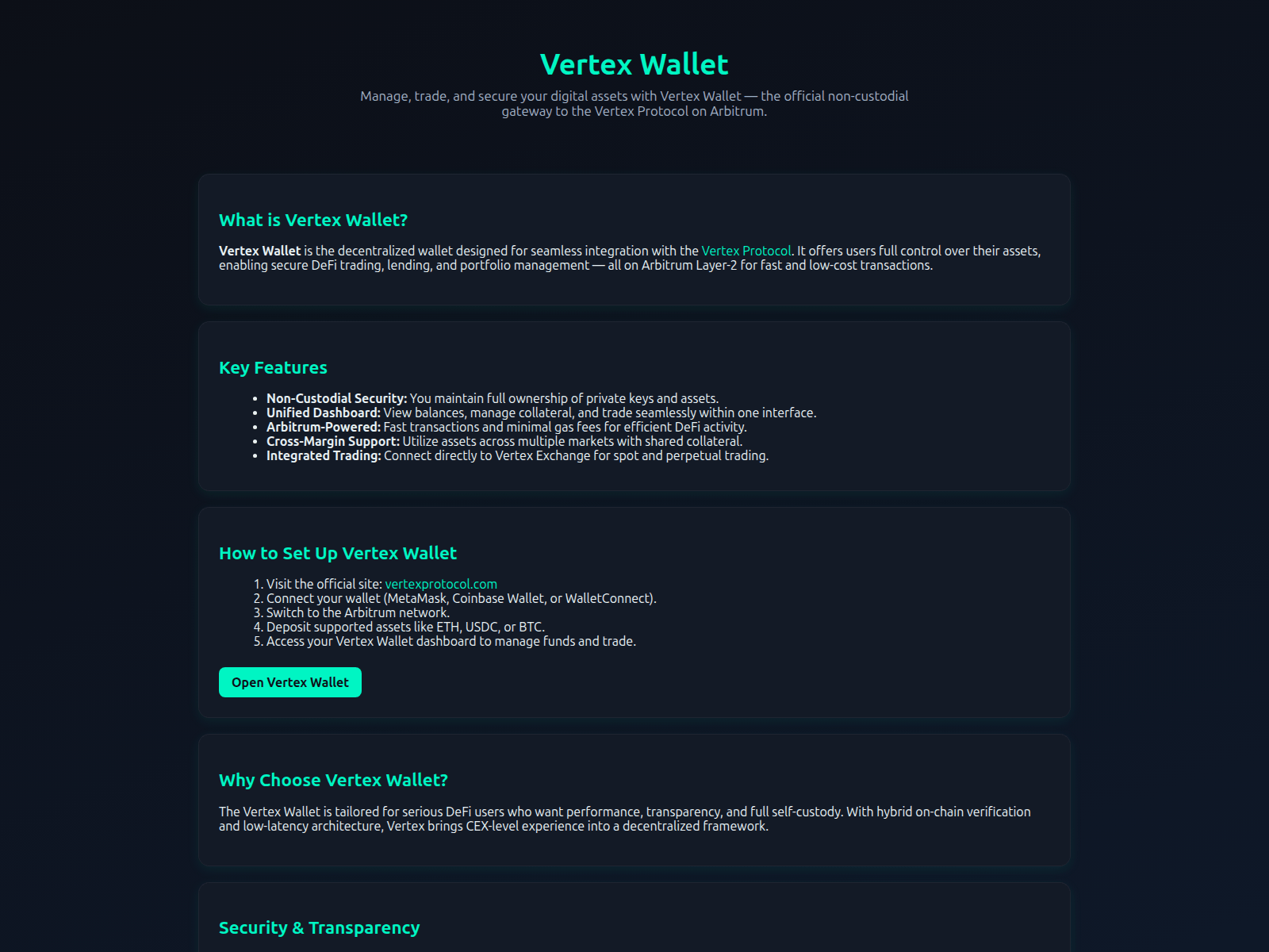 Screenshot of vertex-wallet.pages.dev