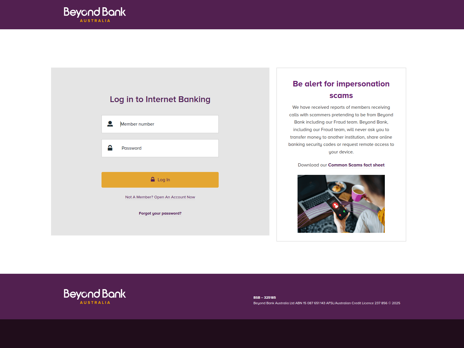 Screenshot of portal-beyondbank.com