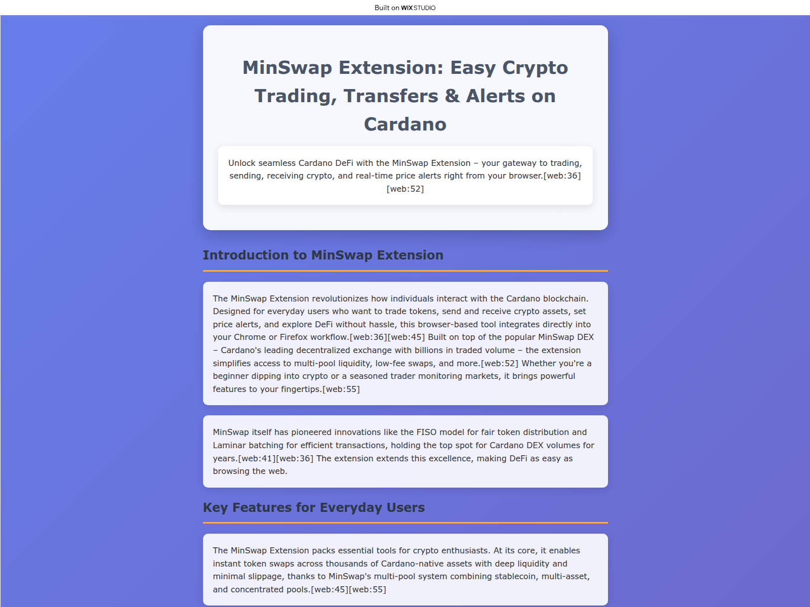 Screenshot of minswapextension.wixstudio.com