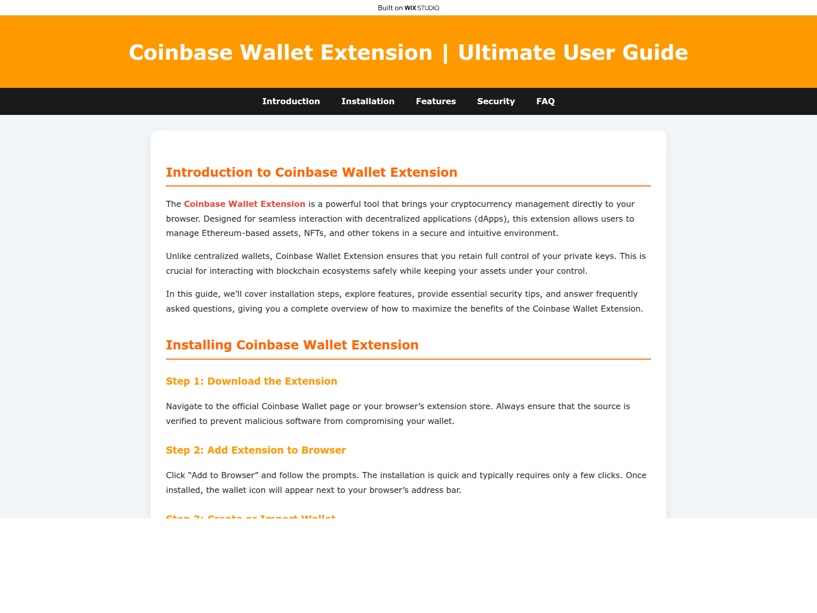 Screenshot of home-coinextinsion.wixstudio.com