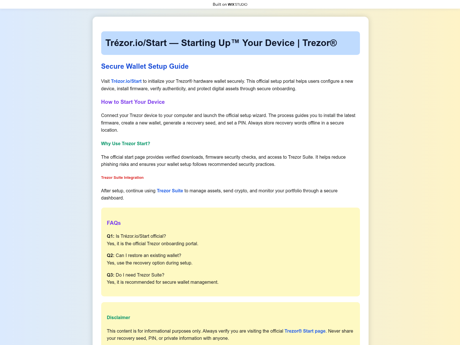 Screenshot of trezrorhome.wixstudio.com