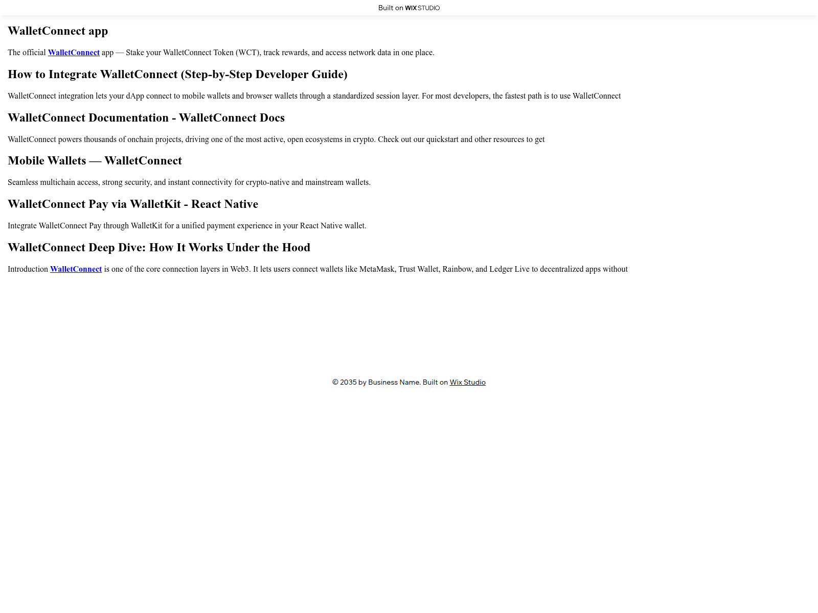 Screenshot of appwalletconnect.wixstudio.com