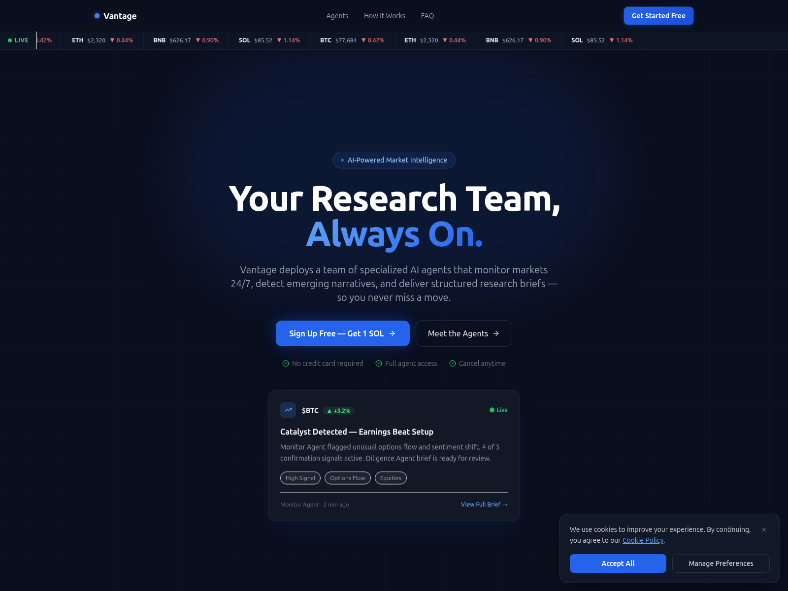 Screenshot of vantageagents.app