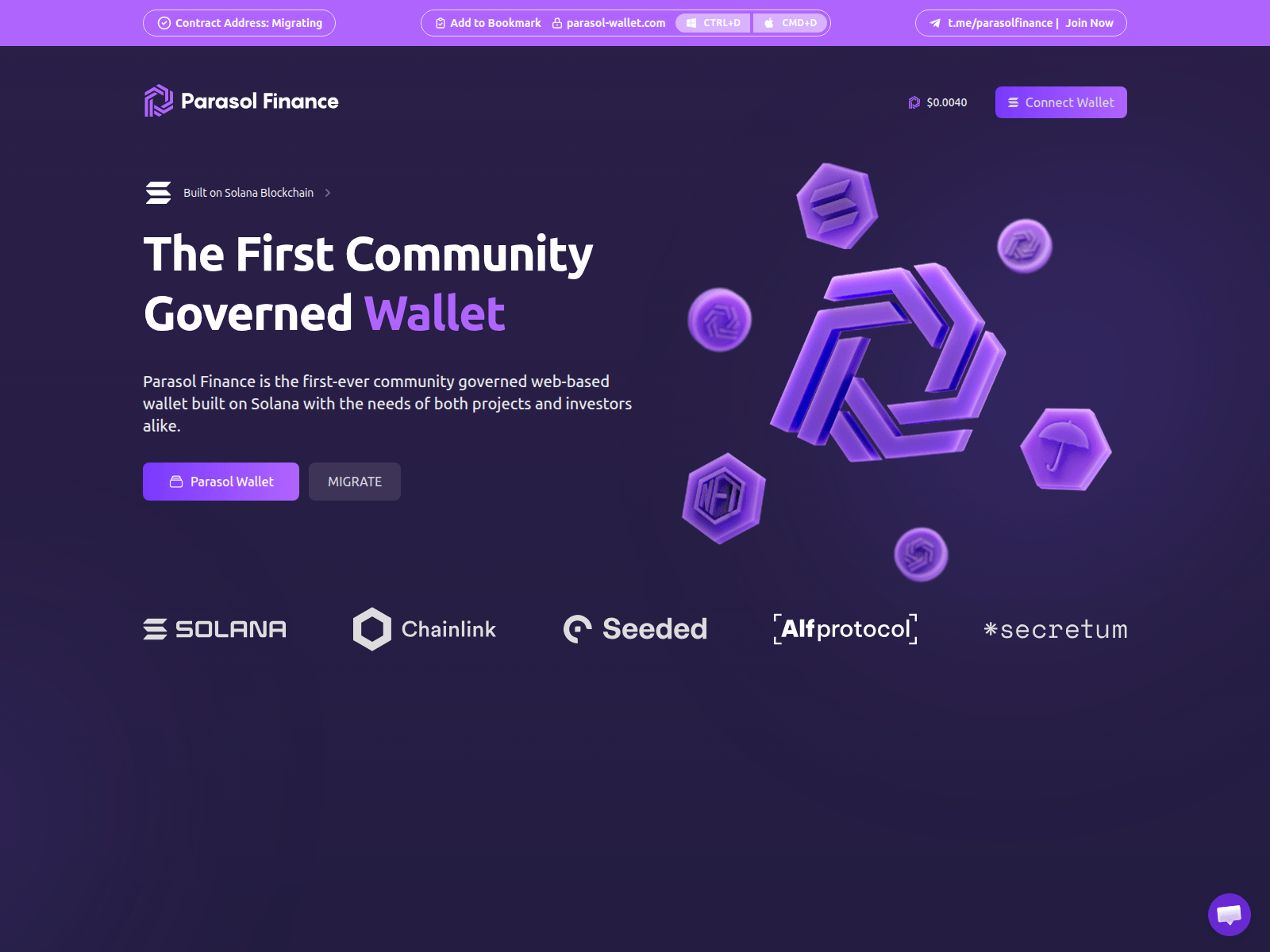 Screenshot of parasol-wallet.com