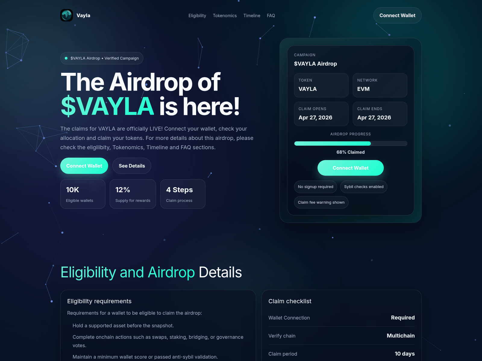 Screenshot of vayla.xyz