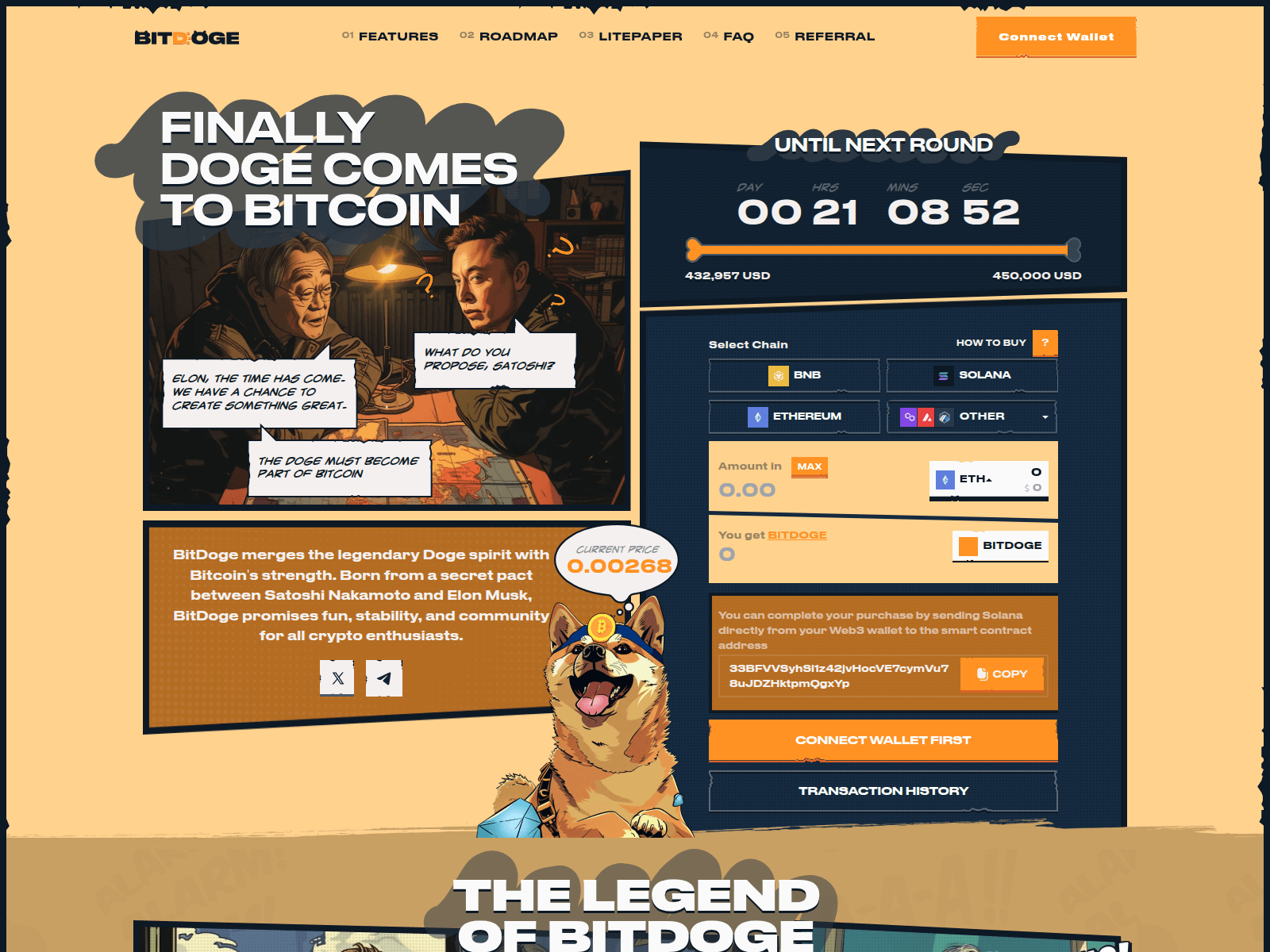 Screenshot of bitdoge-sol.pages.dev