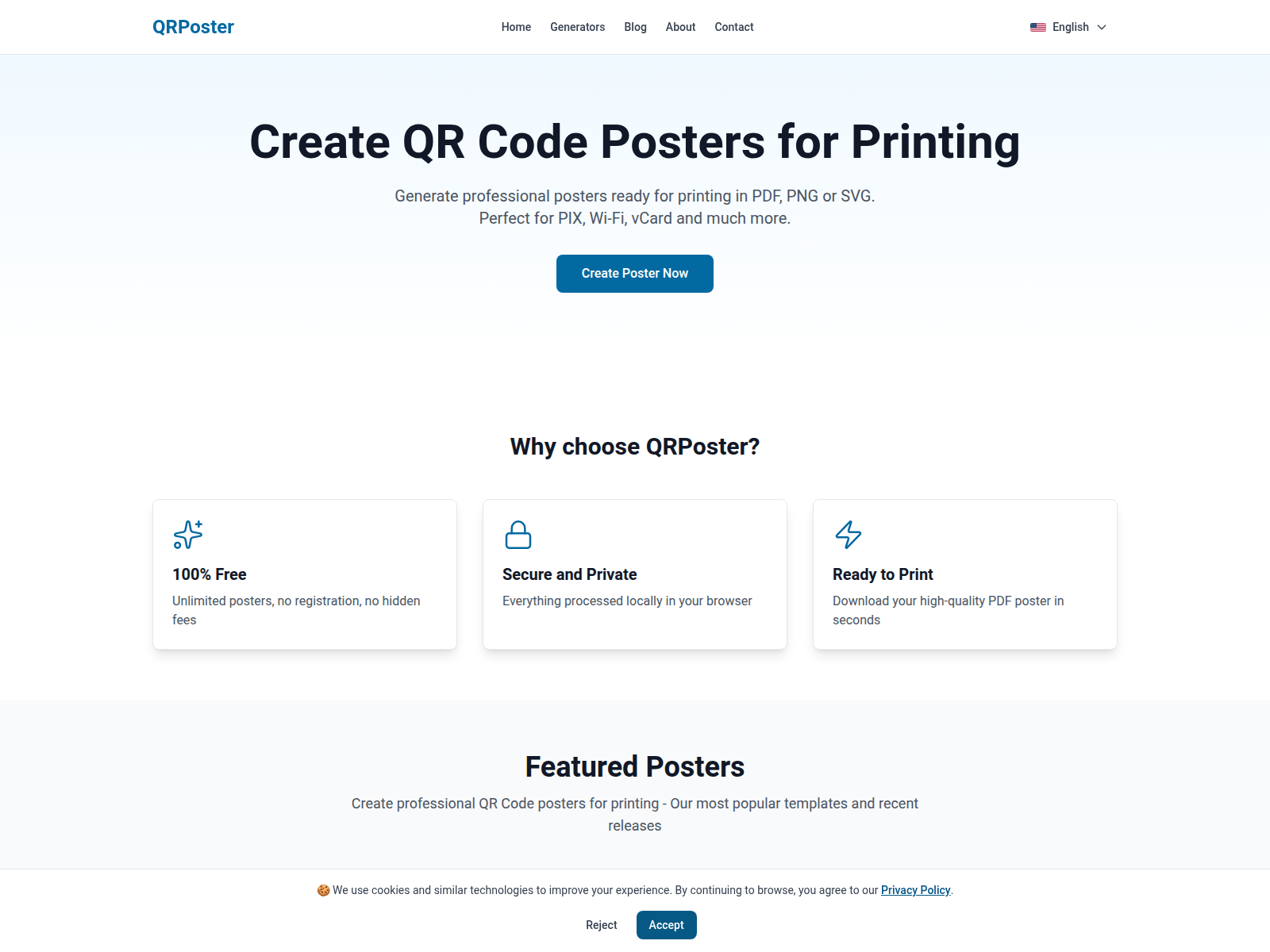 Screenshot of qrposter.net