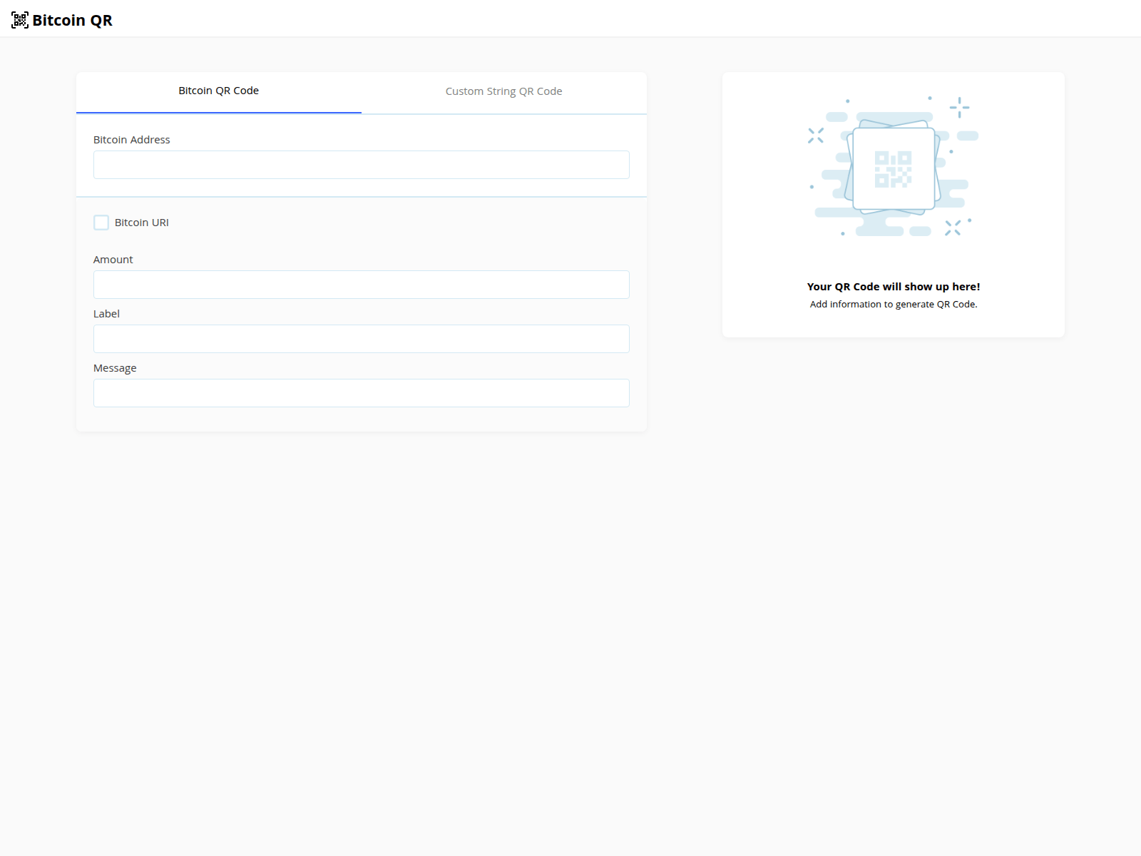 Screenshot of qrcode4bitcoin.com