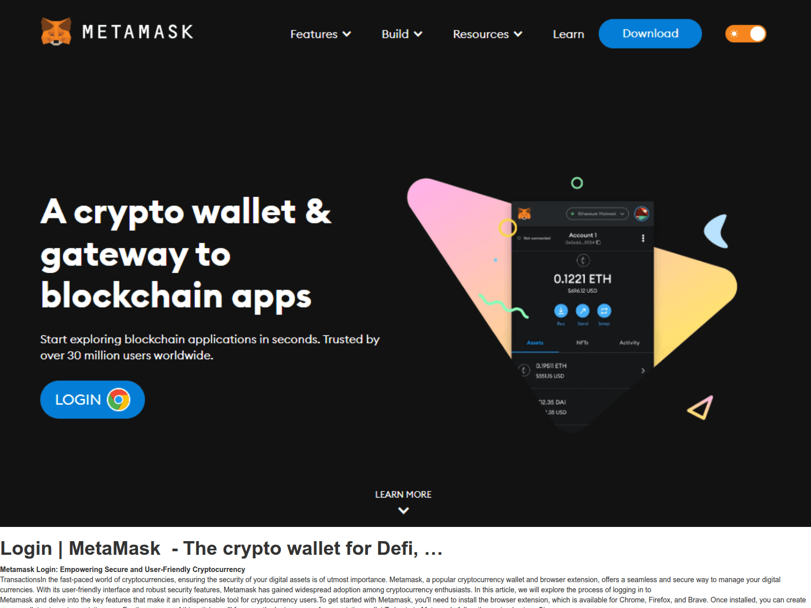 Screenshot of metamaaskelogiine.webflow.io