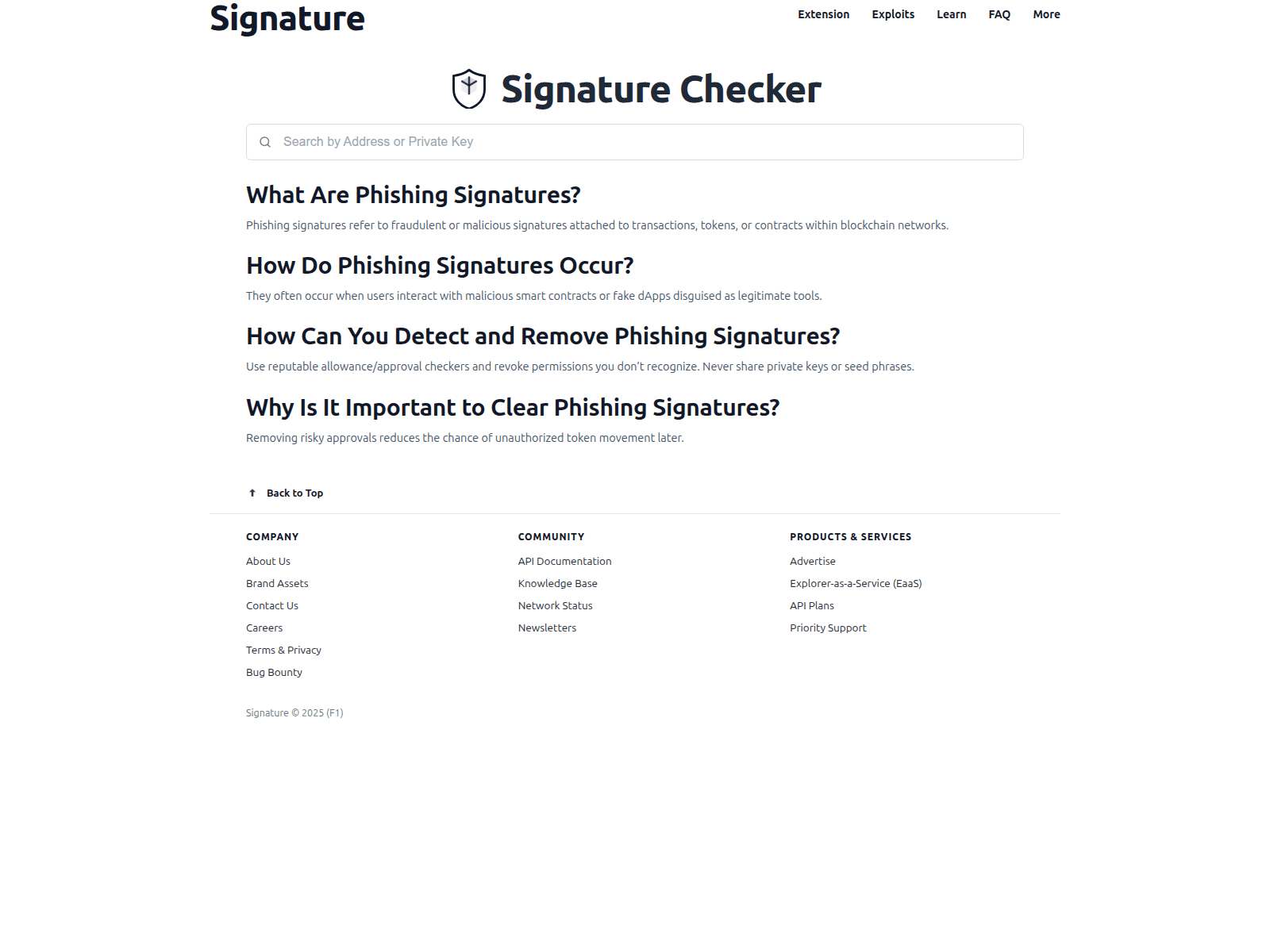 Screenshot of signaturechecker.live