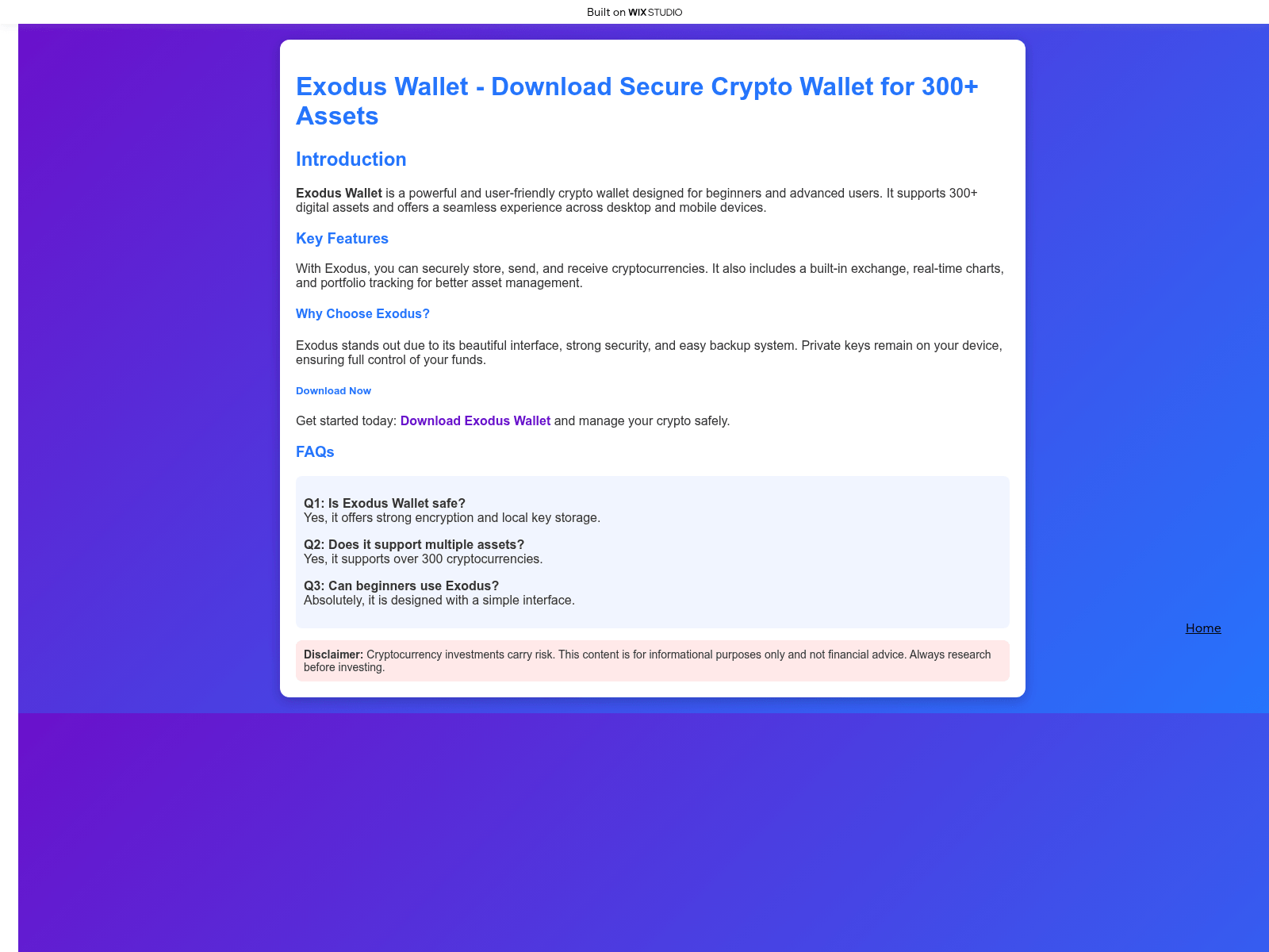 Screenshot of exxdous-apps.wixstudio.com