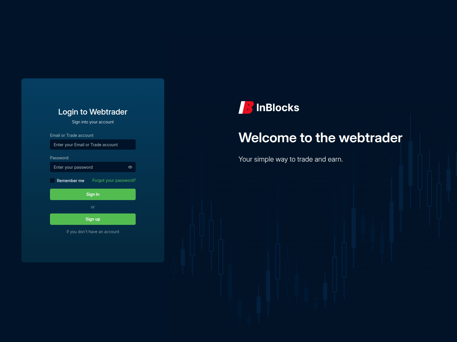 Screenshot of webtrader.inblocks-ai.com