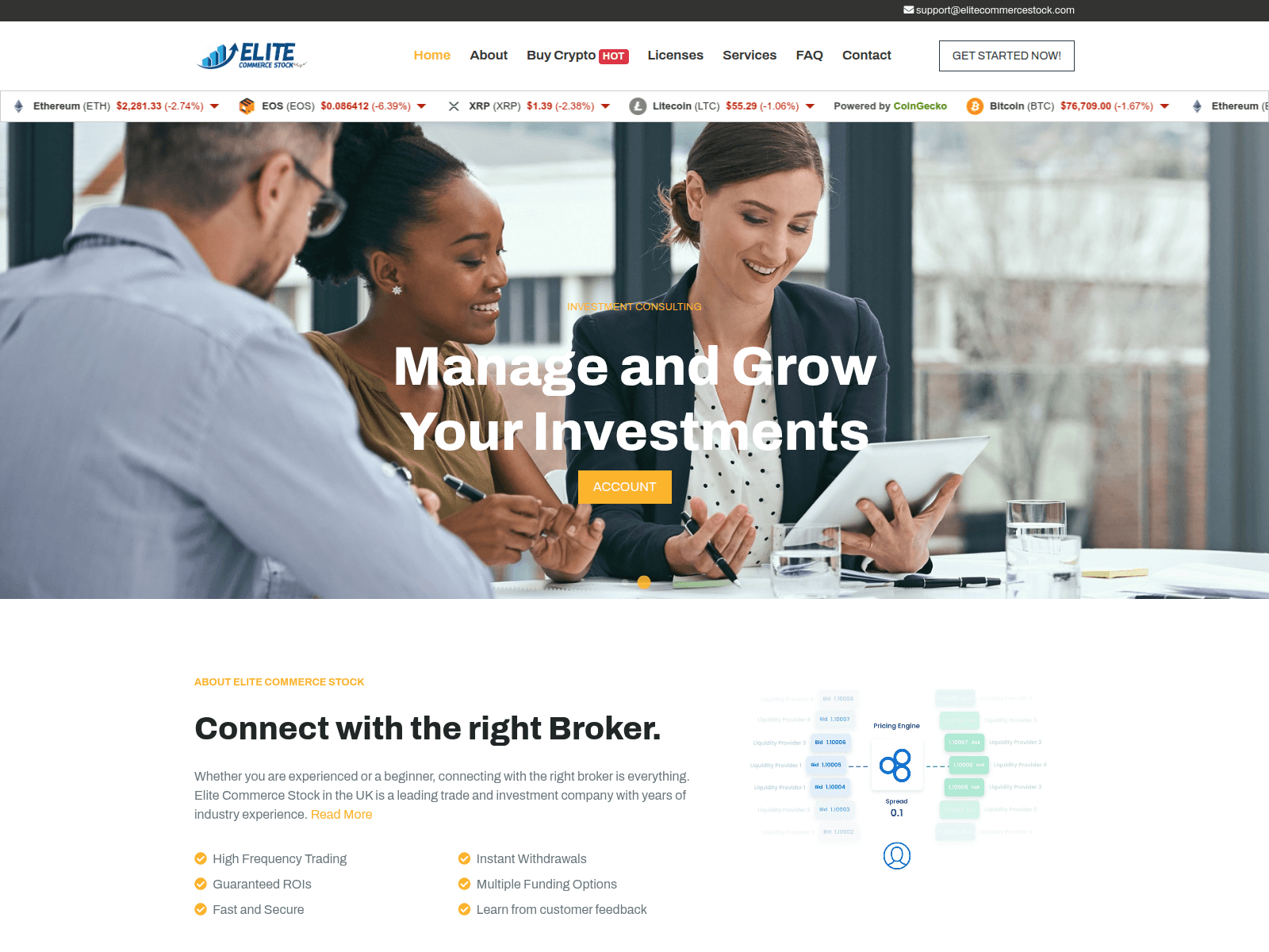 Screenshot of elitecommercestock.com