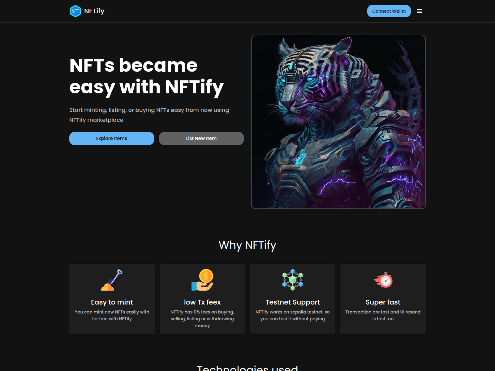 Screenshot of nftify-interface.vercel.app