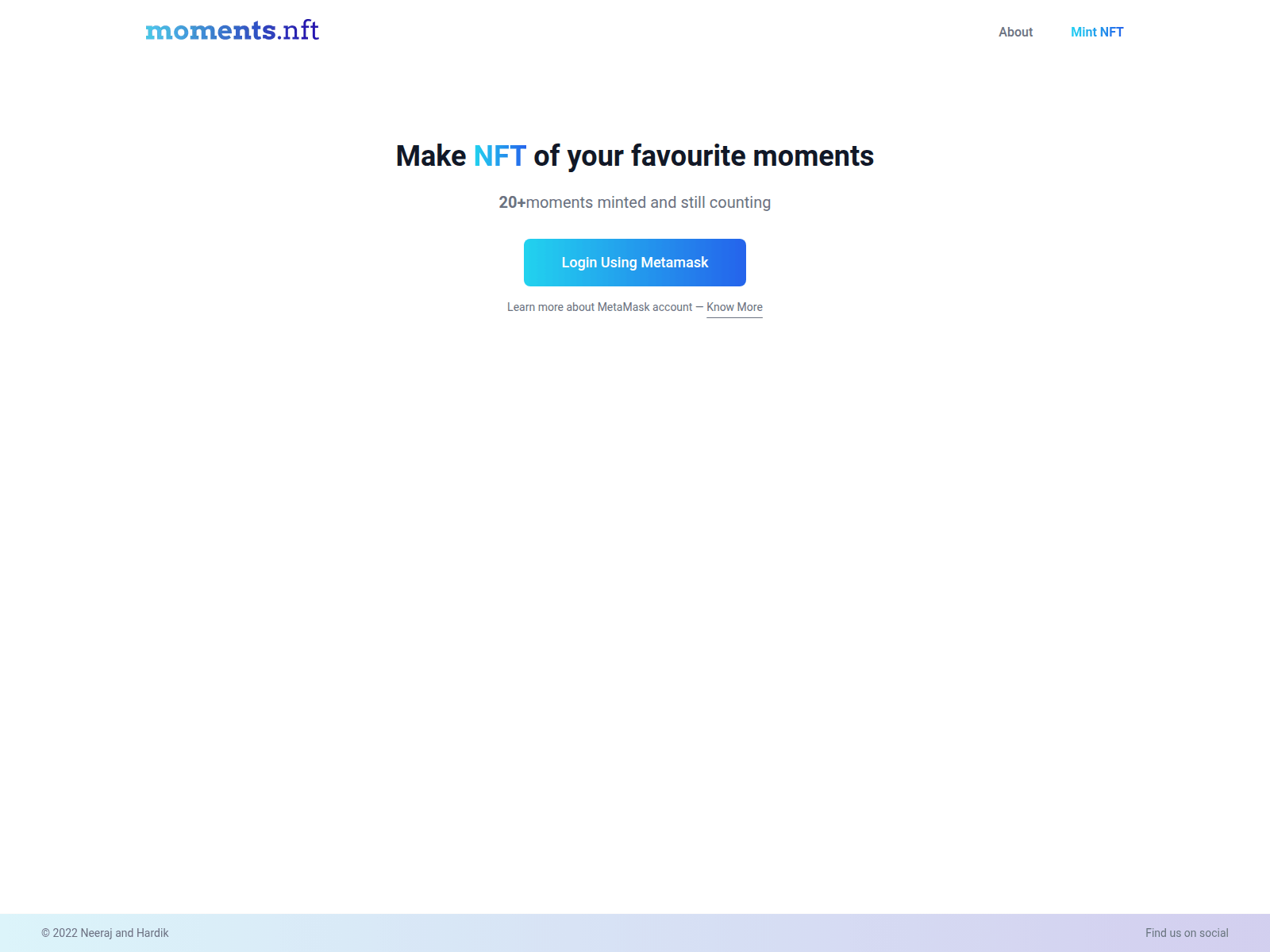 Screenshot of moments-nft.vercel.app