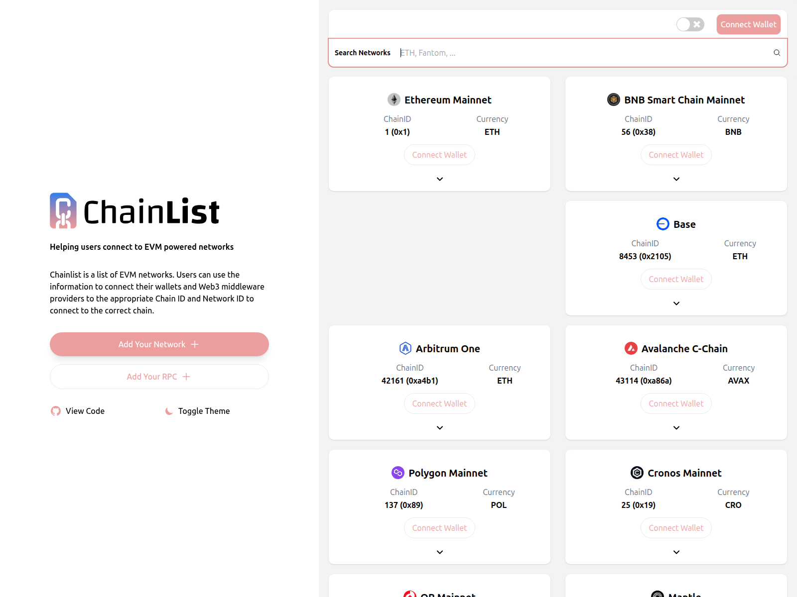 Screenshot of chainnetlist.vercel.app