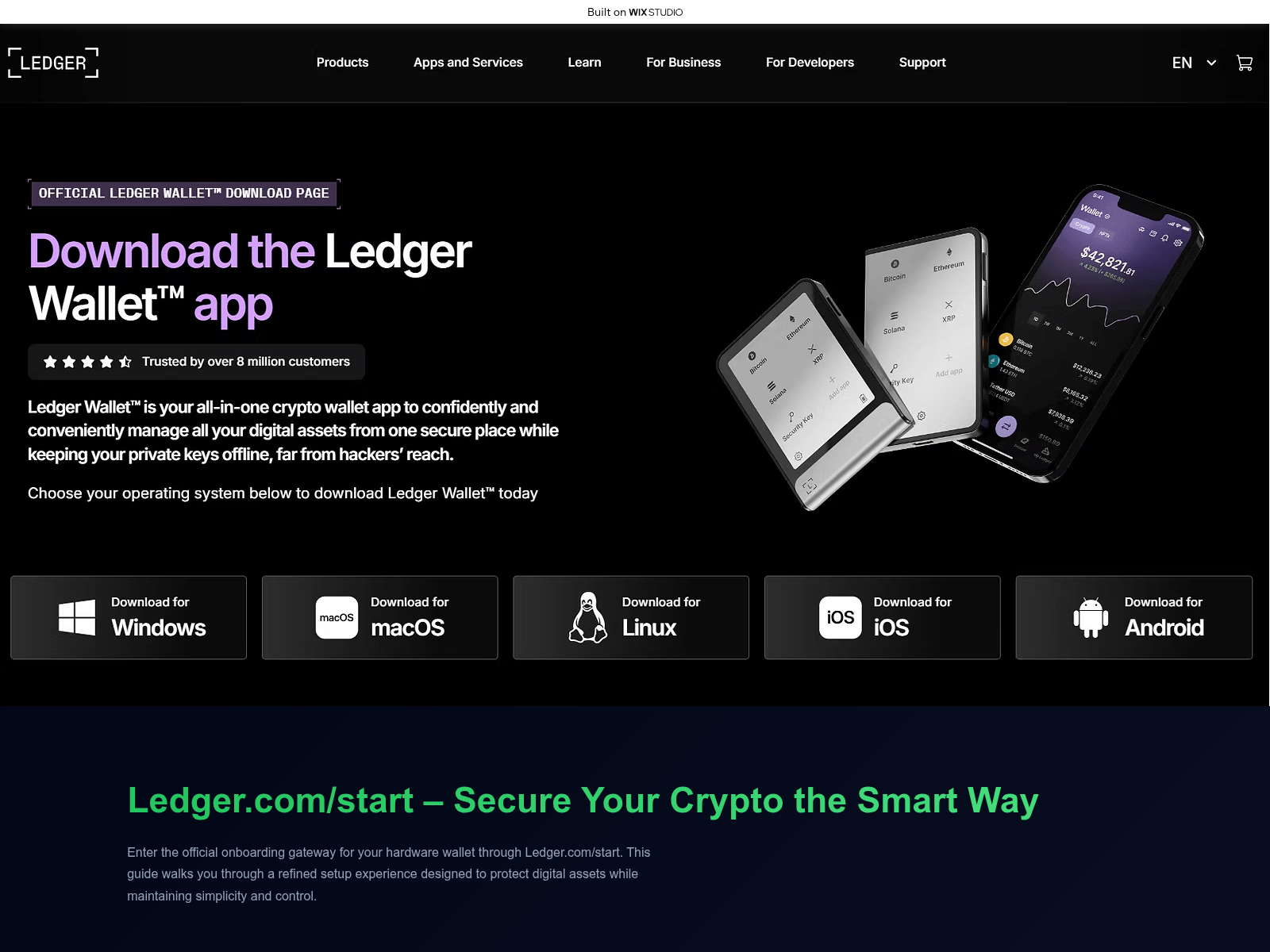 Screenshot of apps-ldgercom.wixstudio.com