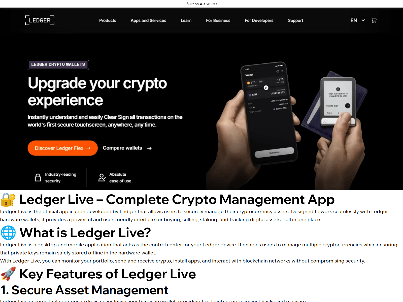 Screenshot of ledgrcom-home.wixstudio.com