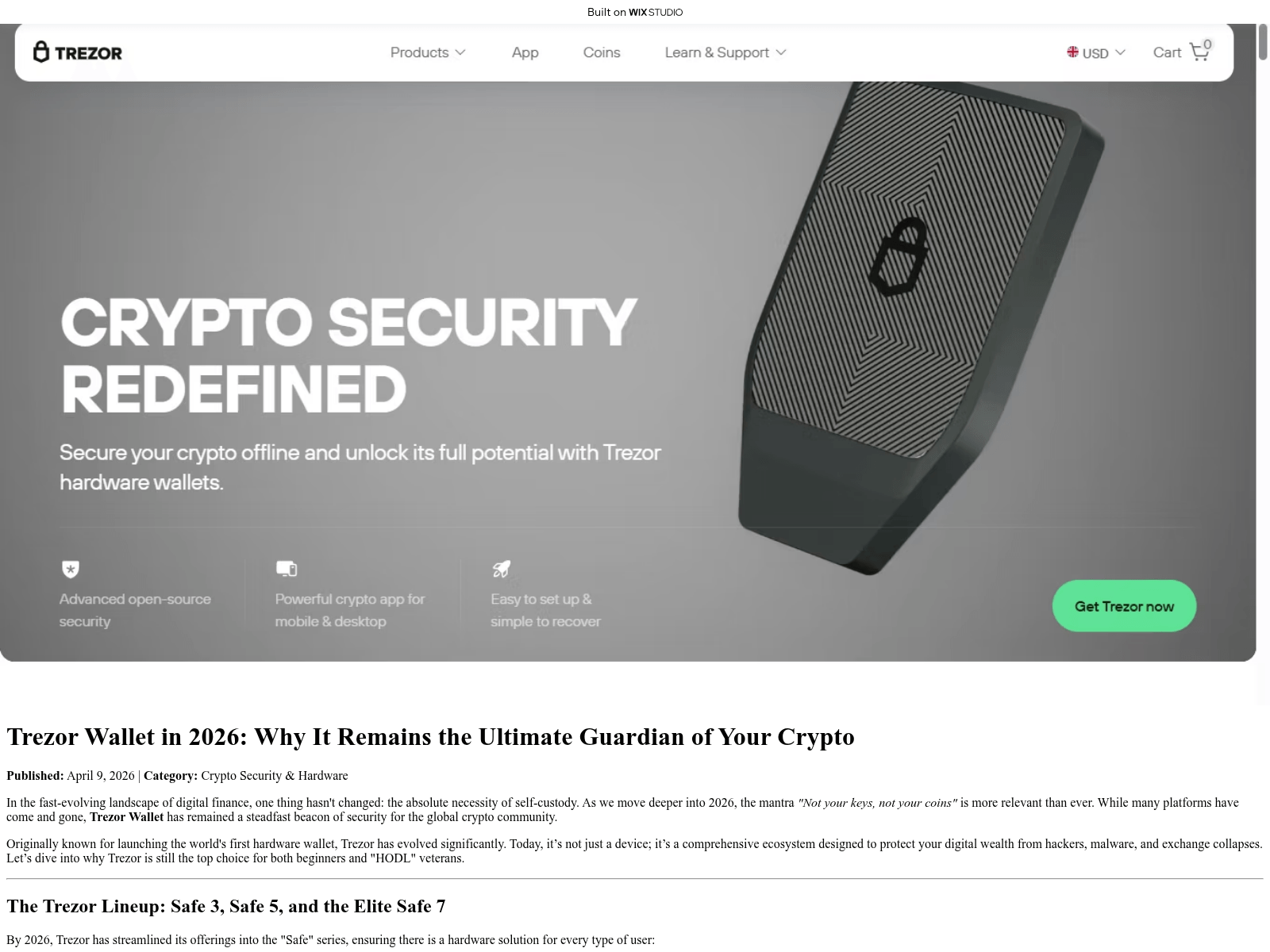 Screenshot of trizorwallet.wixstudio.com