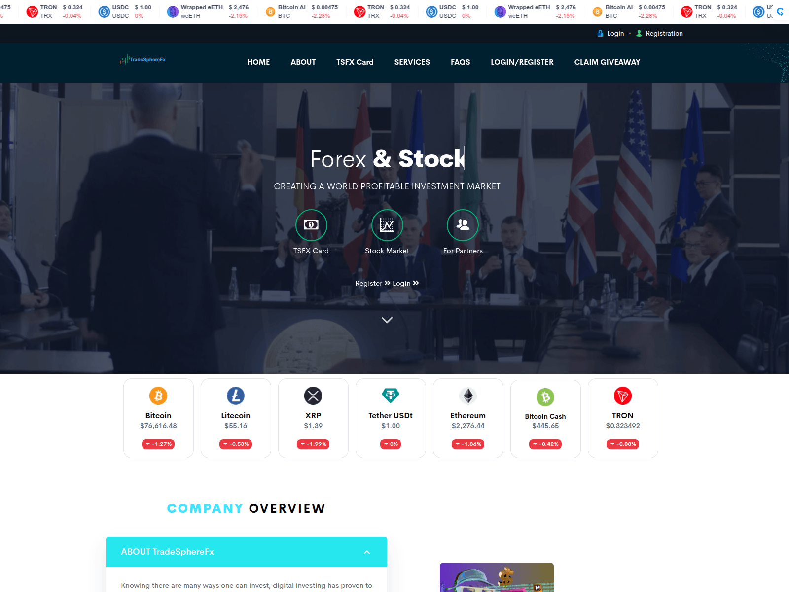Screenshot of tradespherefx.top
