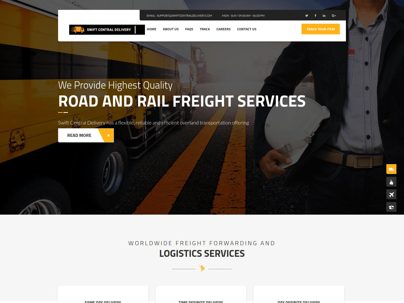 Screenshot of swiftcentraldelivery.com